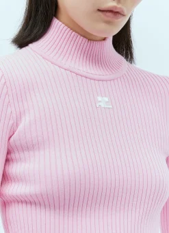Logo Embroidery High Neck Sweater></noscript>Courrèges Clearance
