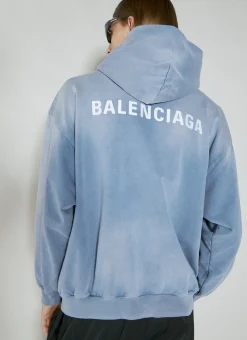 Men Balenciaga Sweatshirts^Logo Embroidery Hooded Sweatshirt