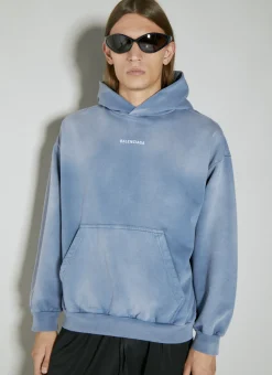 Men Balenciaga Sweatshirts^Logo Embroidery Hooded Sweatshirt