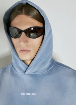 Men Balenciaga Sweatshirts^Logo Embroidery Hooded Sweatshirt
