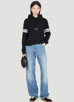 Logo Embroidery Hooded Sweatshirt>Saint Laurent