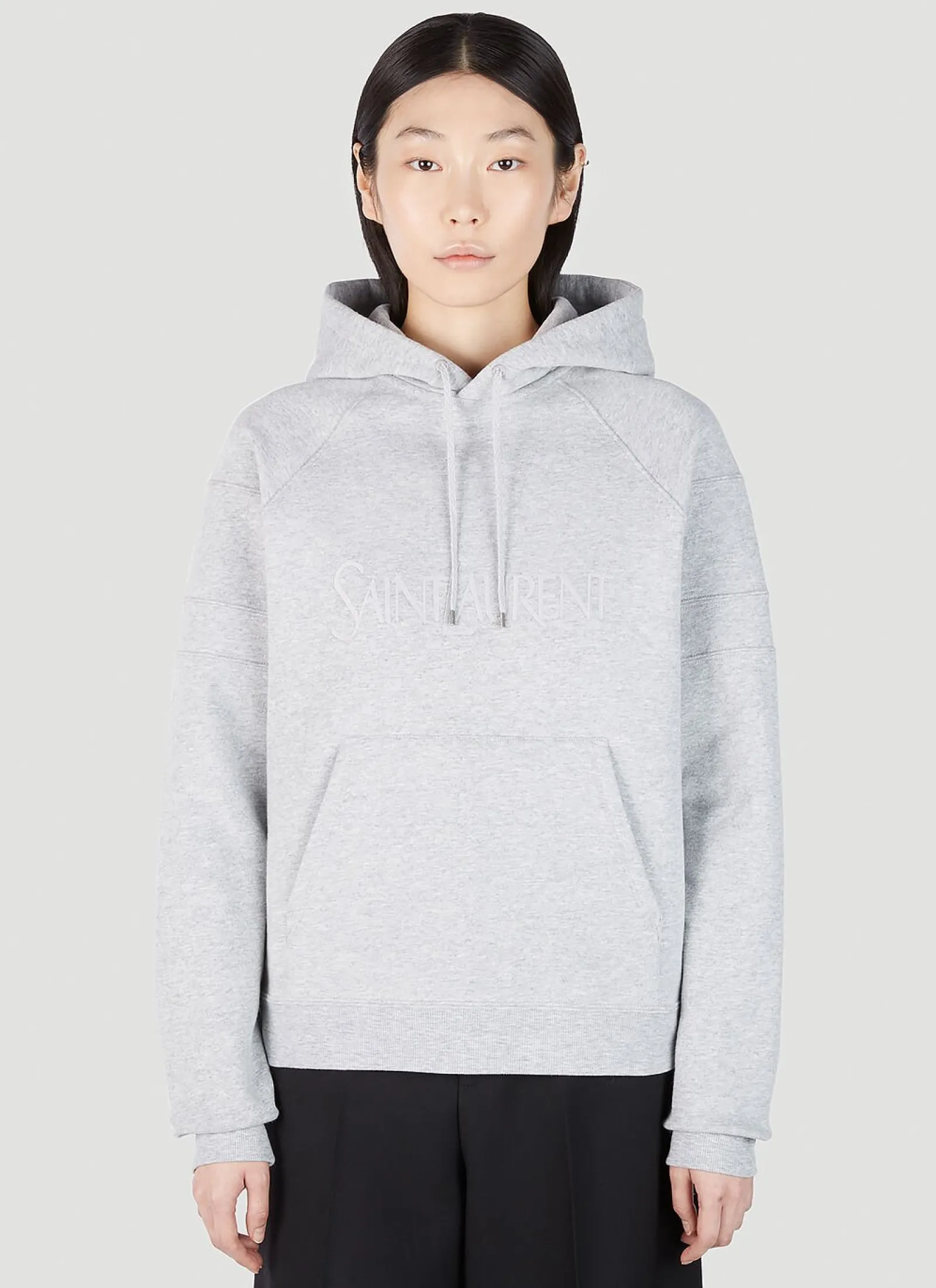 Logo Embroidery Hooded Sweatshirt>Saint Laurent Discount