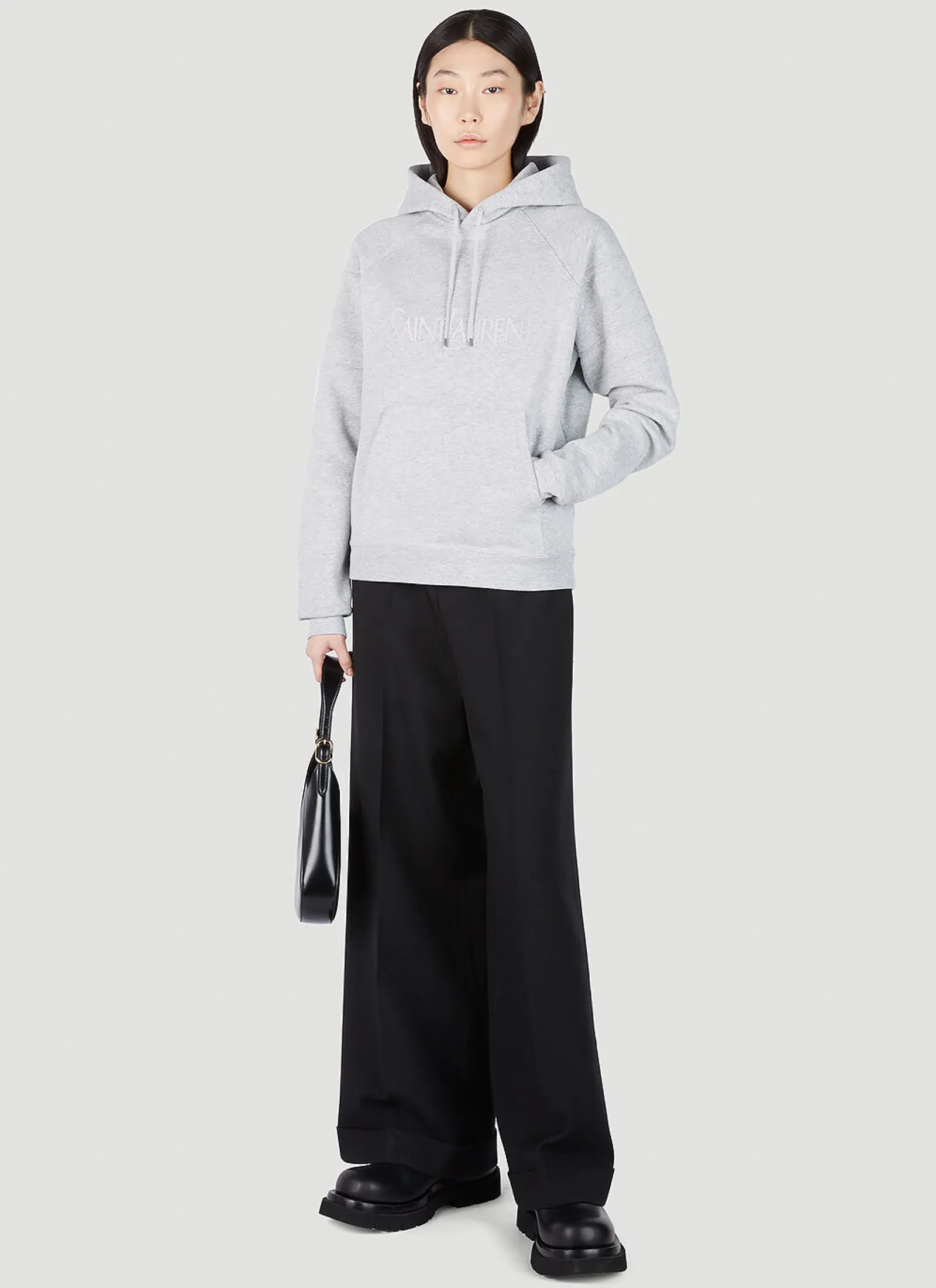 Logo Embroidery Hooded Sweatshirt>Saint Laurent Discount