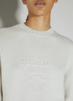 Logo Embroidery Knit Sweater><noscript><img width=
