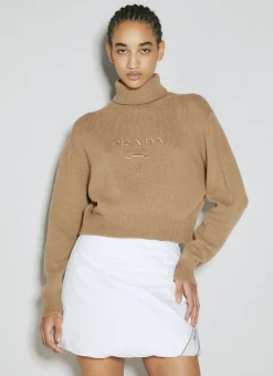Logo Embroidery Rollneck Sweater>Prada Outlet