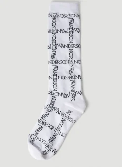Men JW Anderson Socks^Logo Grid Long Socks