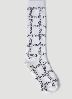 Men JW Anderson Socks^Logo Grid Long Socks