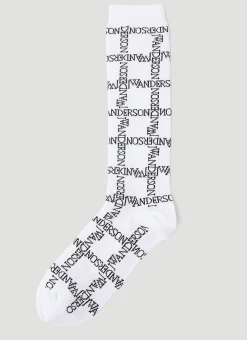 Men JW Anderson Socks^Logo Grid Long Socks