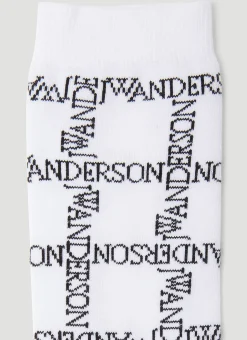 Men JW Anderson Socks^Logo Grid Long Socks