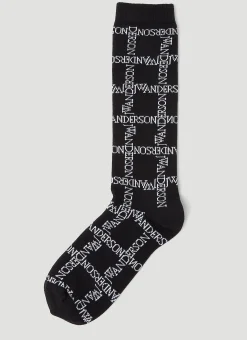 Men JW Anderson Socks^Logo Grid Long Socks