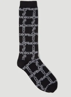 Men JW Anderson Socks^Logo Grid Long Socks