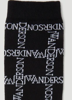 Men JW Anderson Socks^Logo Grid Long Socks