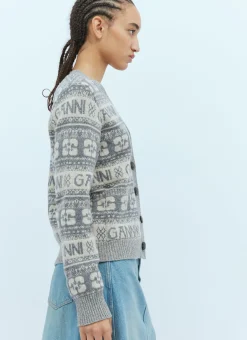Logo Intarsia Cardigan></noscript>GANNI Discount