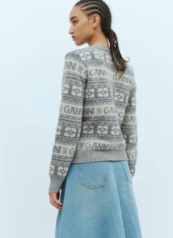 Logo Intarsia Cardigan></noscript>GANNI Discount