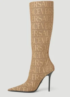Logo Jacquard High Heeled Boots></noscript>Versace