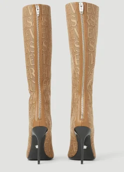 Logo Jacquard High Heeled Boots></noscript>Versace
