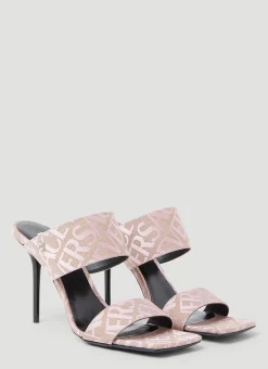 Logo Jacquard Mule Sandals>Versace New