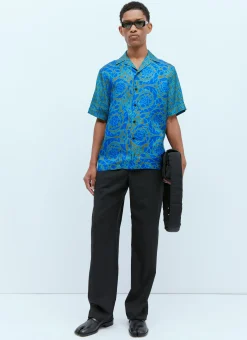 Men Versace Shirts^Logo Jacquard Silk Shirt