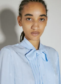 Logo Jacquard Silk Shirt></noscript>Prada Discount