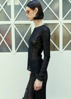 Logo Mesh Jacquard Top>Marine Serre Discount