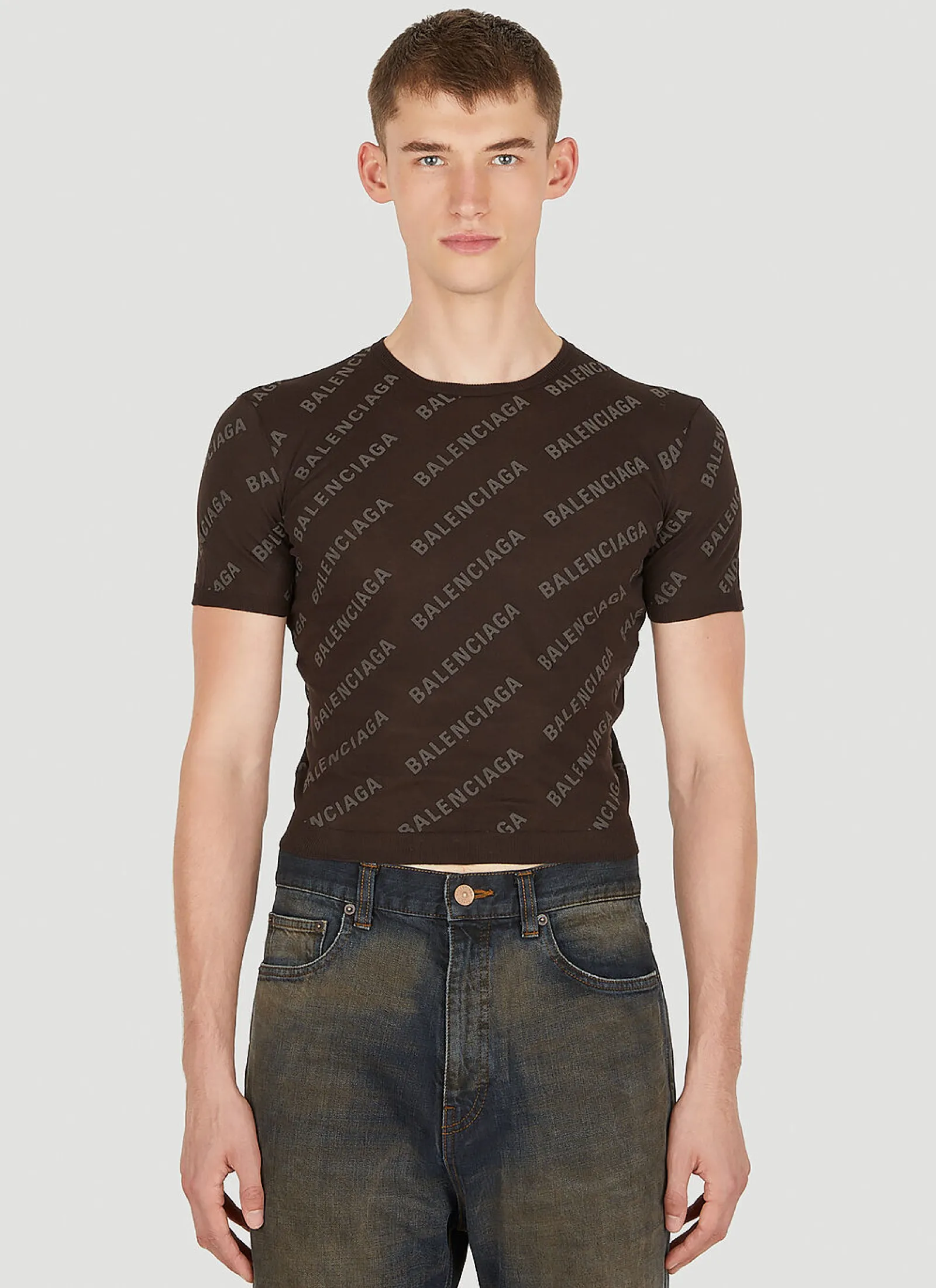 Men Balenciaga Tops^Logo Motif Cropped Top