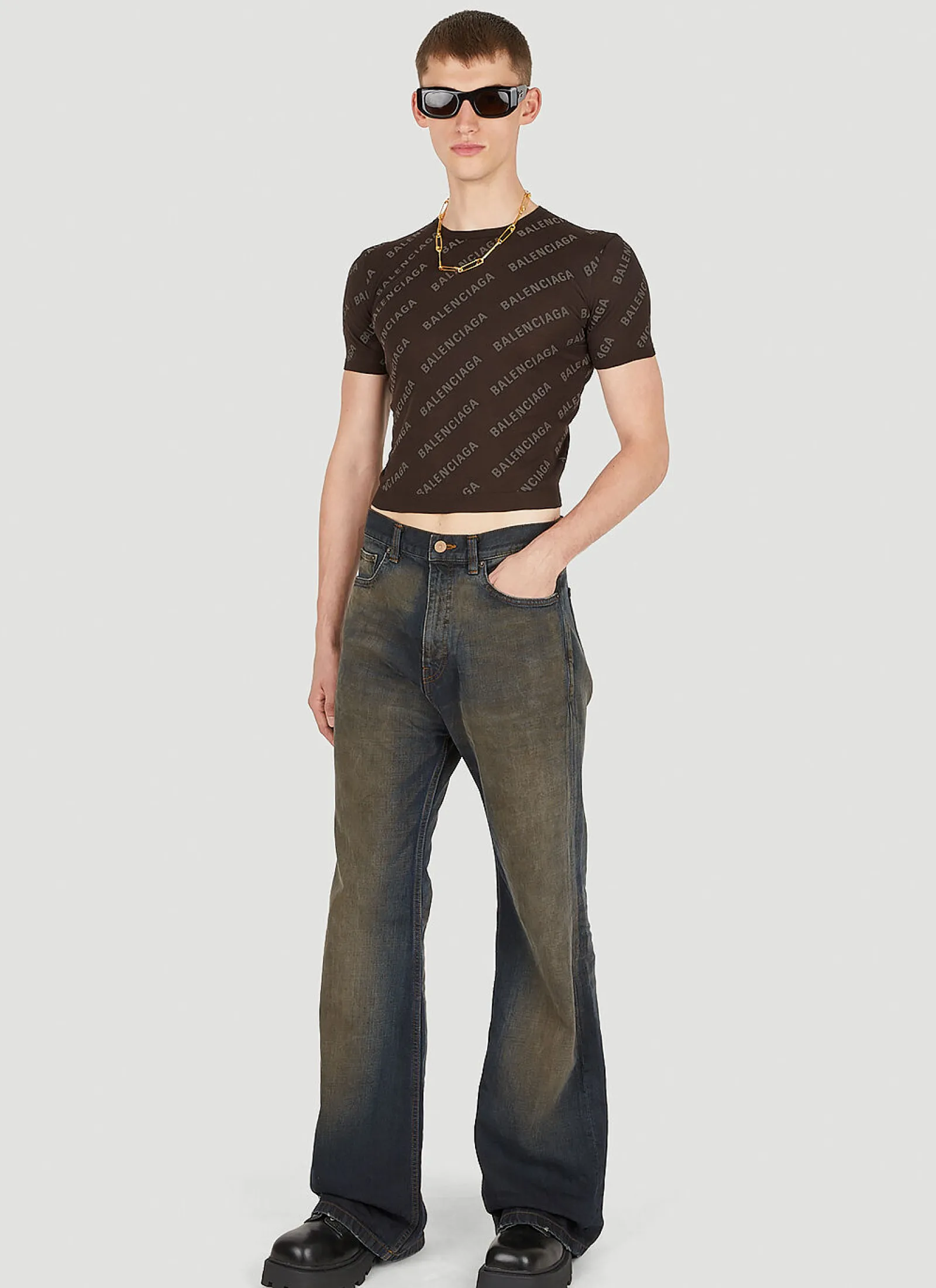 Men Balenciaga Tops^Logo Motif Cropped Top