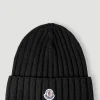 Men Moncler Hats^Logo Patch Beanie Hat