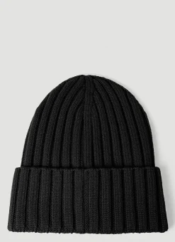 Men Moncler Hats^Logo Patch Beanie Hat