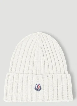 Men Moncler Hats^Logo Patch Beanie Hat