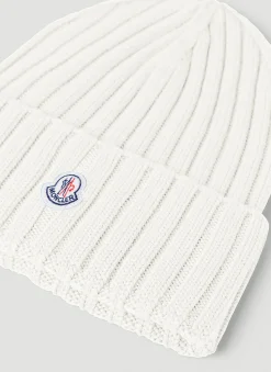 Men Moncler Hats^Logo Patch Beanie Hat