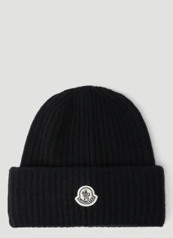 Men 7 Moncler Fragment Hats^Logo Patch Beanie Hat