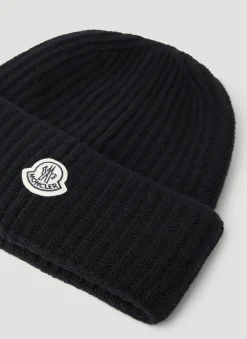 Men 7 Moncler Fragment Hats^Logo Patch Beanie Hat