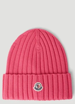 Men Moncler Hats^Logo Patch Beanie Hat