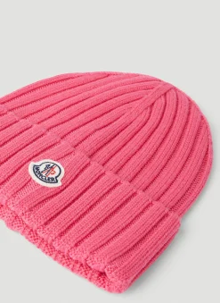 Men Moncler Hats^Logo Patch Beanie Hat