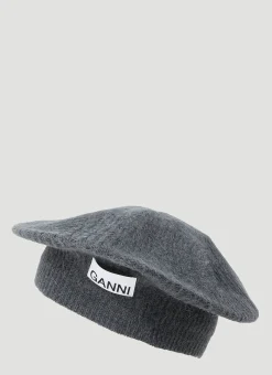 Men GANNI Hats^Logo Patch Beret