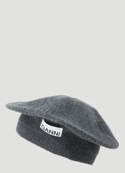 Men GANNI Hats^Logo Patch Beret