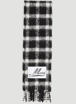 Men Marni Scarves^Logo Patch Check Scarf