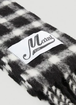 Men Marni Scarves^Logo Patch Check Scarf