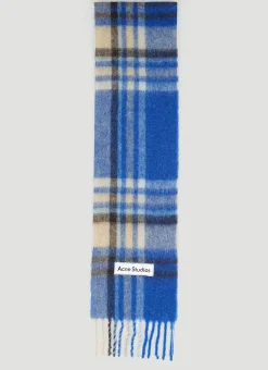Men Acne Studios Scarves^Logo Patch Check Scarf