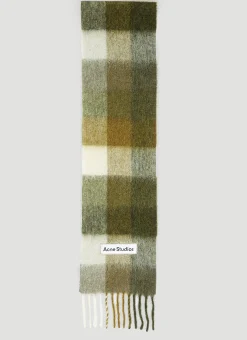 Men Acne Studios Scarves^Logo Patch Check Scarf