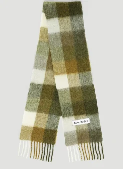 Men Acne Studios Scarves^Logo Patch Check Scarf