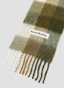 Men Acne Studios Scarves^Logo Patch Check Scarf