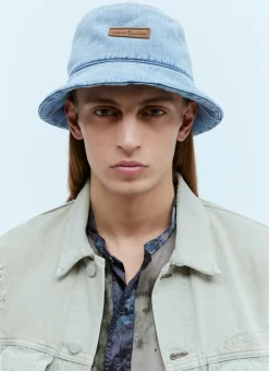 Men Acne Studios Hats^Logo Patch Denim Bucket Hat