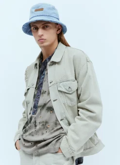 Men Acne Studios Hats^Logo Patch Denim Bucket Hat