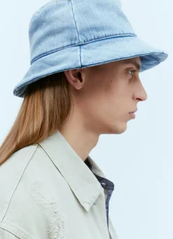 Men Acne Studios Hats^Logo Patch Denim Bucket Hat