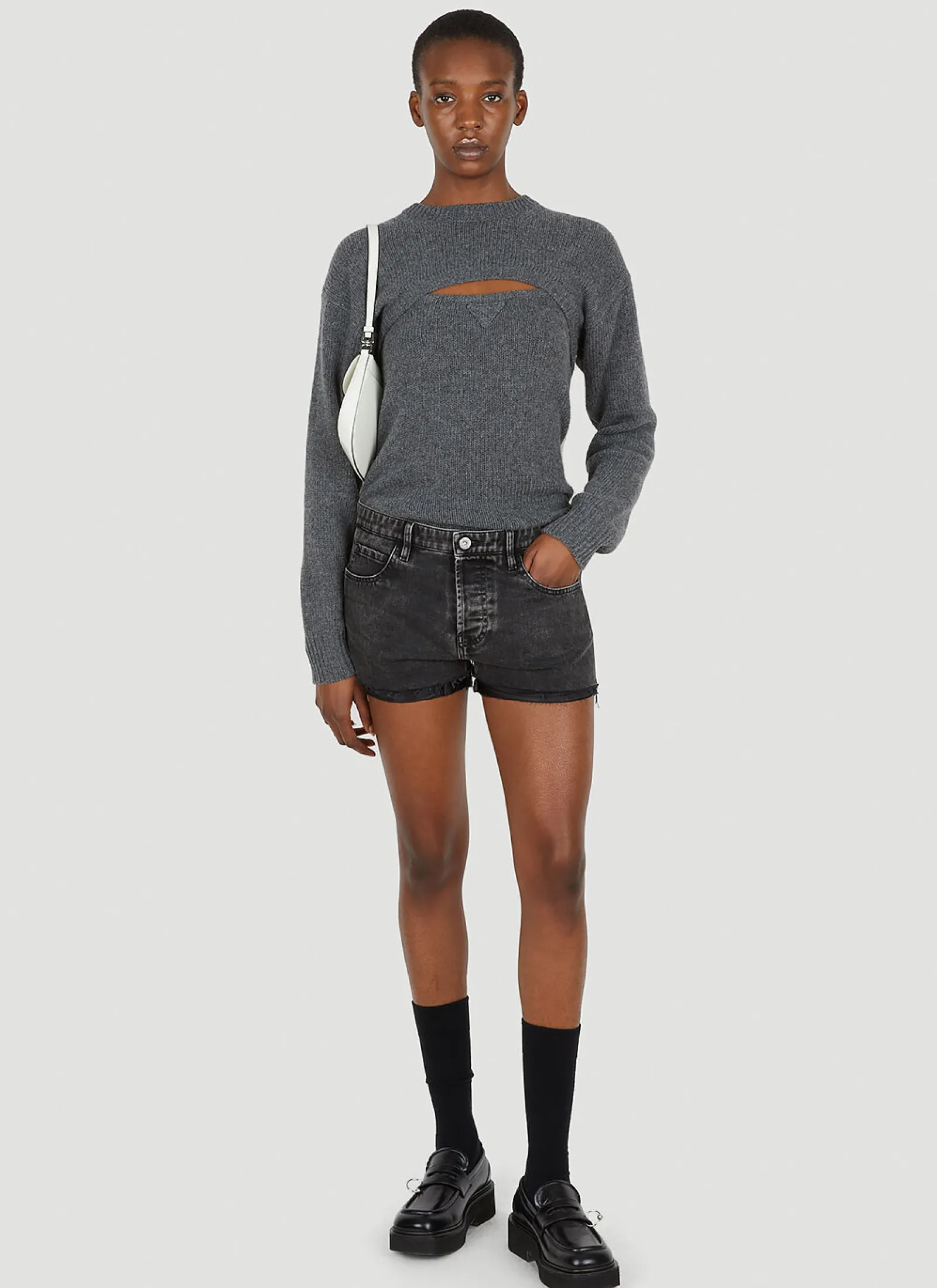 Logo Patch Denim Shorts>Miu Miu Sale