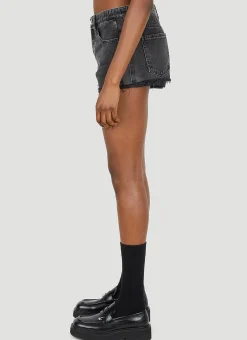 Logo Patch Denim Shorts><noscript><img width=