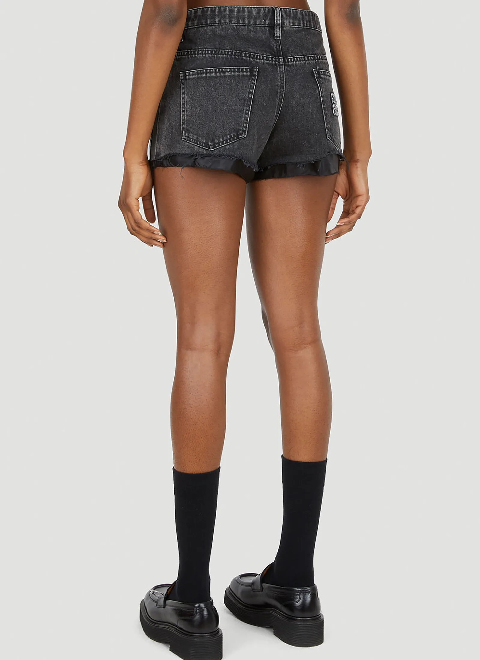 Logo Patch Denim Shorts>Miu Miu Sale