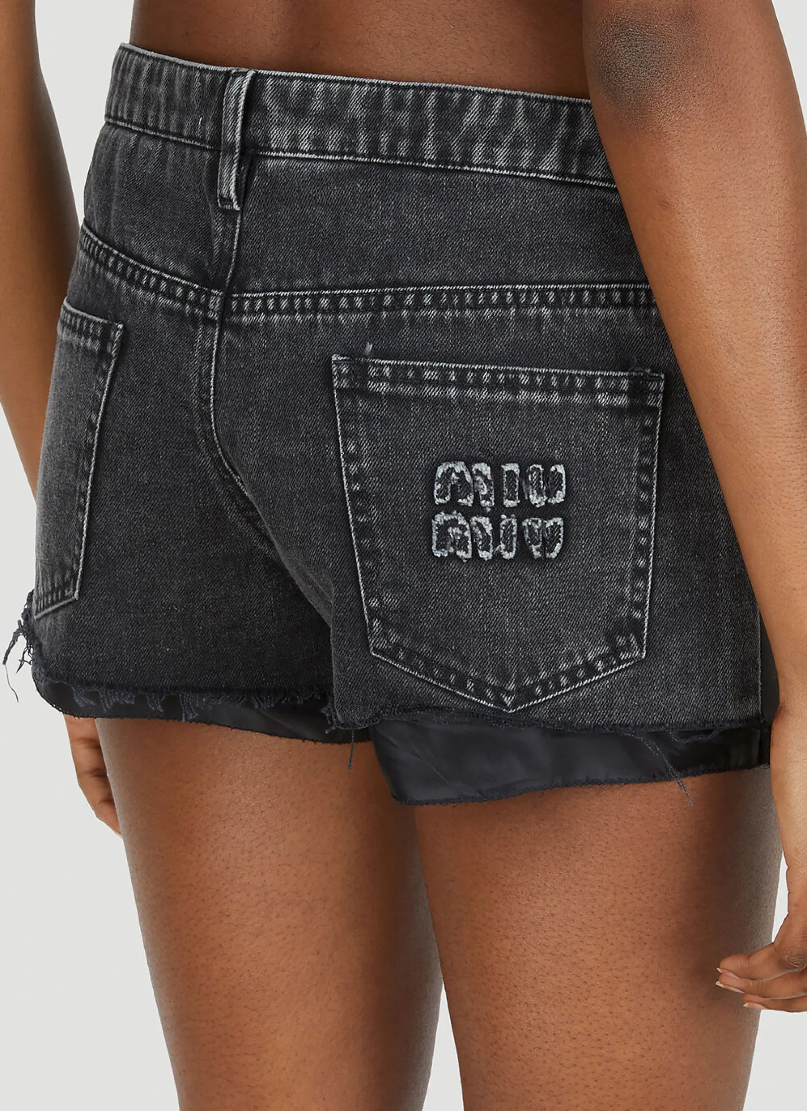 Logo Patch Denim Shorts>Miu Miu Sale