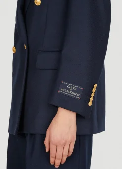 Logo Patch Double Breasted Blazer><noscript><img width=